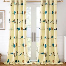 Story@home Yellow & Blue Set of 2 Abstract Room Darkening Cotton Door Curtains-18