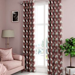 BIANCA Brown & White Set of 2 Floral Door Curtain-1