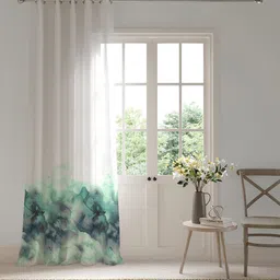 DDecor Turquoise Blue & White Abstract Sheer Door Curtain-17