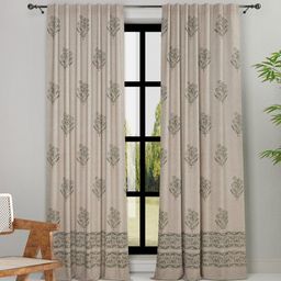 Fabindia Brown & Green Ethnic Motifs Cotton Door Curtain-image-65