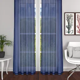THE CONVERSION 2 Pcs Blue Tissue Sheer Door Curtain-image-24