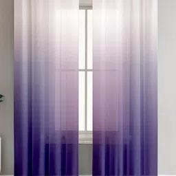 HOMADORN Purple & White Set of 2 Sheer Door Curtain-36