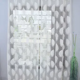 Homefab India Cream-Coloured Set of 2 Sheer Door Curtain-image-30