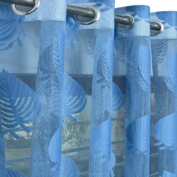 Homefab India Blue Set of 2 Sheer Window Curtain image 2