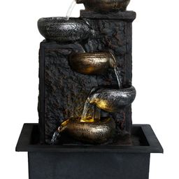 CHRONIKLE Black 5-Step Diya Water Fountain With LED Light-picture-25