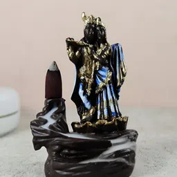 CRAFTAM Blue Radha Krishna Polyresin Fountain With 10 Cone Incense Holder-image-51