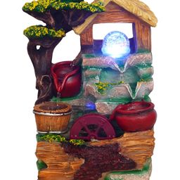 CHRONIKLE Brown & Green Cabin Water Fountain With LED Light Crystal Ball-image-19