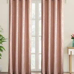Home Centre Pink & Gold-Toned 2 Pieces Floral Printed Door Curtain-image-32