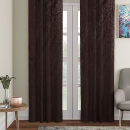 Cortina Coffee Brown Set of 2 Embossed Leaf Print Long Door Curtains-4