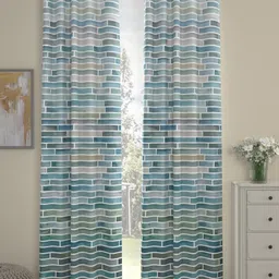 Myntra Elegant Homes Teal & Green Set of 2 Geometric Long Door Curtain-17