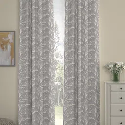 ROSARA HOME Neel Grey & White 2 Pcs Floral Regular Long Door Curtain-image-48