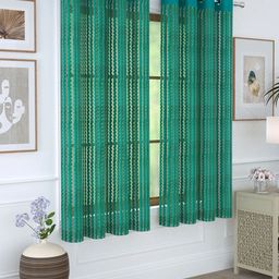Story@home Green Set of 2 200GSM Sheer Semi Window Curtains-image-73