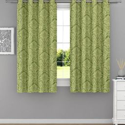Raymond Home Green 2 Pcs Ethnic Motifs Woven Design Window Curtains-image-97