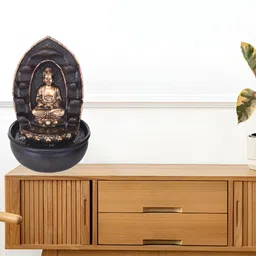 CHRONIKLE Brown Buddha Idol Water Fountain With LED Light-image-71