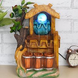 CHRONIKLE Brown & Orange Jungle-Themed Water Fountain With LED Crystal Ball-image-105