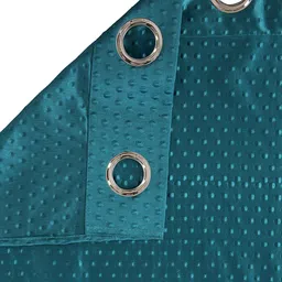 Cortina Teal Green Set of 2 Polka Dots Embossed Plain Polyester Window Curtains image 4