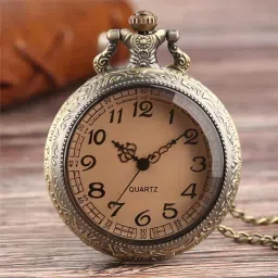 GT Gala Time Antique Red Glass Case Vintage Premium Gandhi Style Pocket Watch Key chain with Key Ring For Car & Bike Keys Gift for Men & Woman Bronze Metal Pocket Watch Chain-image-43