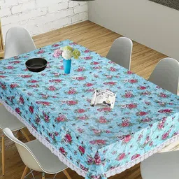 Homerz Blue Floral Rectangle 8-Seater Table Cover-58