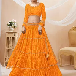 FABPIXEL Striped Gotta Patti Lehenga Choli With Dupatta-37