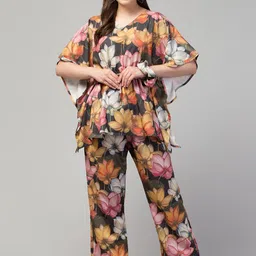 FFLIRTYGO Floral Printed Kaftan Night Suit-image-63