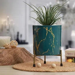 Homspurts Green & Yellow Printed Eco Friendly Urban Charm Planter-image-30