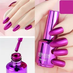 gabbu Metallic Mirror Nail Polish No-Bake Long-lasting Nail Art Glossy Nail Polish Dark PINK-picture-28