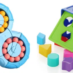 Magical Bean Puzzle Toy for Kids Multicolour Shape Sorter Cube with 18 Shapes-10