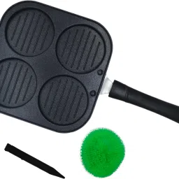 4-Cavity Non-Stick Pancake Pan with Cleaning Brush and Scraper Tawa 19.5 cm diameter-13