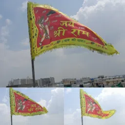 Hanumanji Printed Flag/ Size 25x48" Jai Shree Ram Triangle Triangle Outdoor Flag-image-11