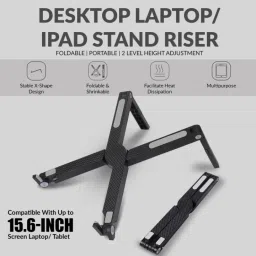 Aliens Foldable Laptop Stand – 2-Level Height Adjustable Steel Floor and Desk Stand Laptop Stand with Adjustable Height Compatible with Universal Laptops image 2