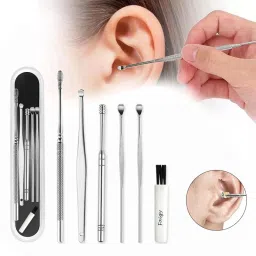 Ear Wax Removal Kit,6 Pcs Ear Pick Earwax Remover Tool Professional Ear Spoon Set Reusable Ear Cleaners,Medical Grade Stainless Steel Ear Curette Earpicks Wax Remover with Cleaning Brush & Storage Box-4