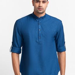 SARVAMOHAN Men Blue Thread Work Kurta-picture-36