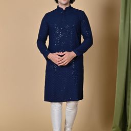 MAAHI FABS Floral Sequinned Embroidered Regular Cotton Kurta-image-48