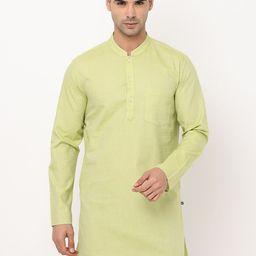 NIRVAAN Men Green Printed Cotton Straight Kurta-image-13