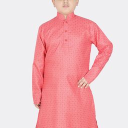 SG YUVRAJ Boys Pink Printed Mandarin Collar Side Slit Cotton Kurta-39