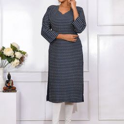 Kesarya Floral Printed Sweetheart Neck A-Line Pure Cotton Kurta-picture-29