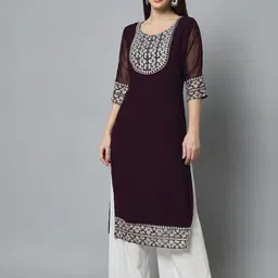 VAIRAGEE Floral Embroidered Georgette Kurta-image-28