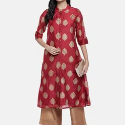 RANGMANCH BY PANTALOONS Women Ethnic Motifs Printed Chanderi Silk Kurta-17