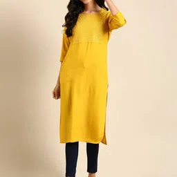 SHOWOFF Sequined Straight Regular Kurta-picture-11
