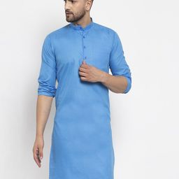 Kaifoo Mandarin Collar Straight Fit Cotton Kurta-image-16