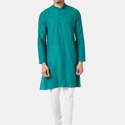 indus route by Pantaloons Mandarin Collar Pure Cotton Kurta-12