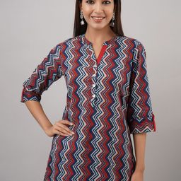 SVARCHI Women Blue Geometric Printed Cotton Kurtis-image-69