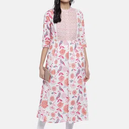 RANGMANCH BY PANTALOONS Women Floral Printed Thread Work Cotton Kurta-image-12
