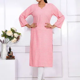 Kesarya Floral Printed Pure Cotton Straight Regular Kurta-picture-31