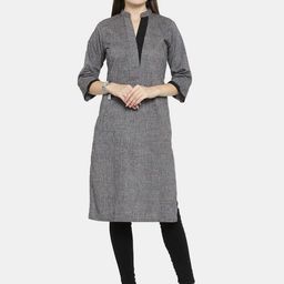 Enchanted Drapes Women Grey Solid Kurta-picture-21