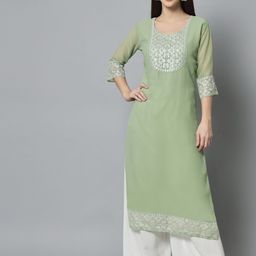 VAIRAGEE Women Green Embellished Side Slit Kurta-picture-48