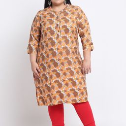 plusS Mandarin Collar Floral Printed A-Line Kurta-image-25
