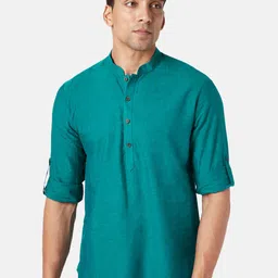 indus route by Pantaloons Mandarin Collar Pure Cotton Kurta-image-76