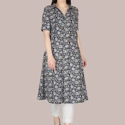 KANNAHI Regular Floral Printed A-line Cotton Kurta-41