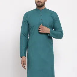 Jompers Men Green Cotton Kurta-image-86